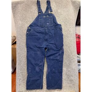 Big Smith Bib Overalls Mens 48x28 Blue Canvas Workwear Distressed Utility *